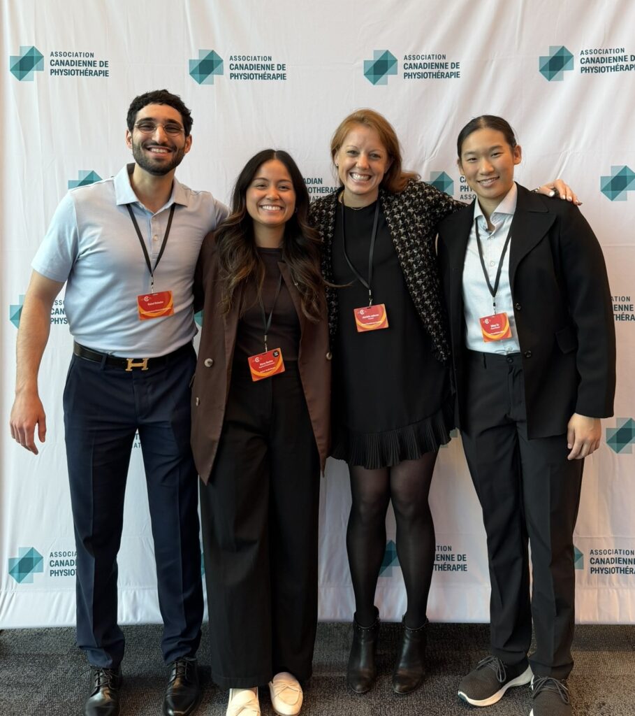 Charlotte Anderson with Alyssa Benitez, York Region Scarborough District President and Tiffany Tiu, Co-President for Central Toronto and another male Physiotherapist