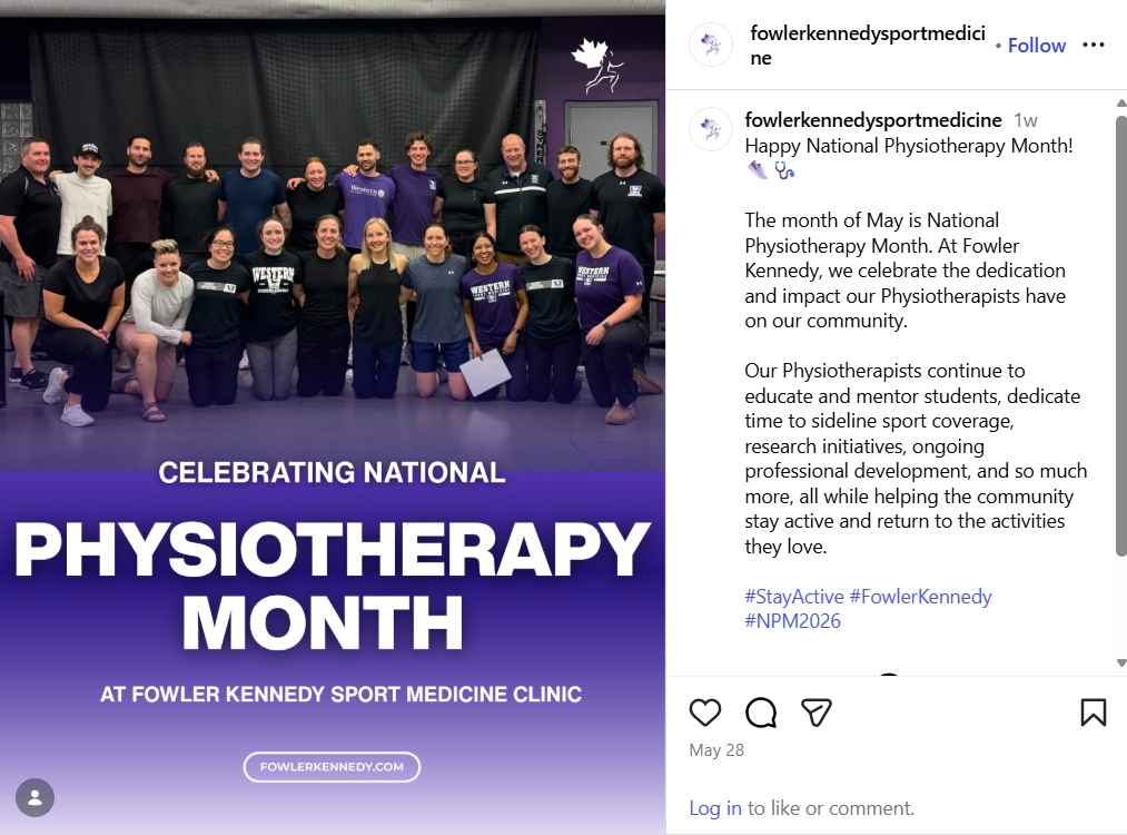 Kennedy Sports Medicine Clinic Celebrating National Physiotherapy Month