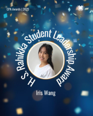 Iris Wang, Physiotherapist Student and winner of the H.S. Rahnikka Student Leadership Award from CPA