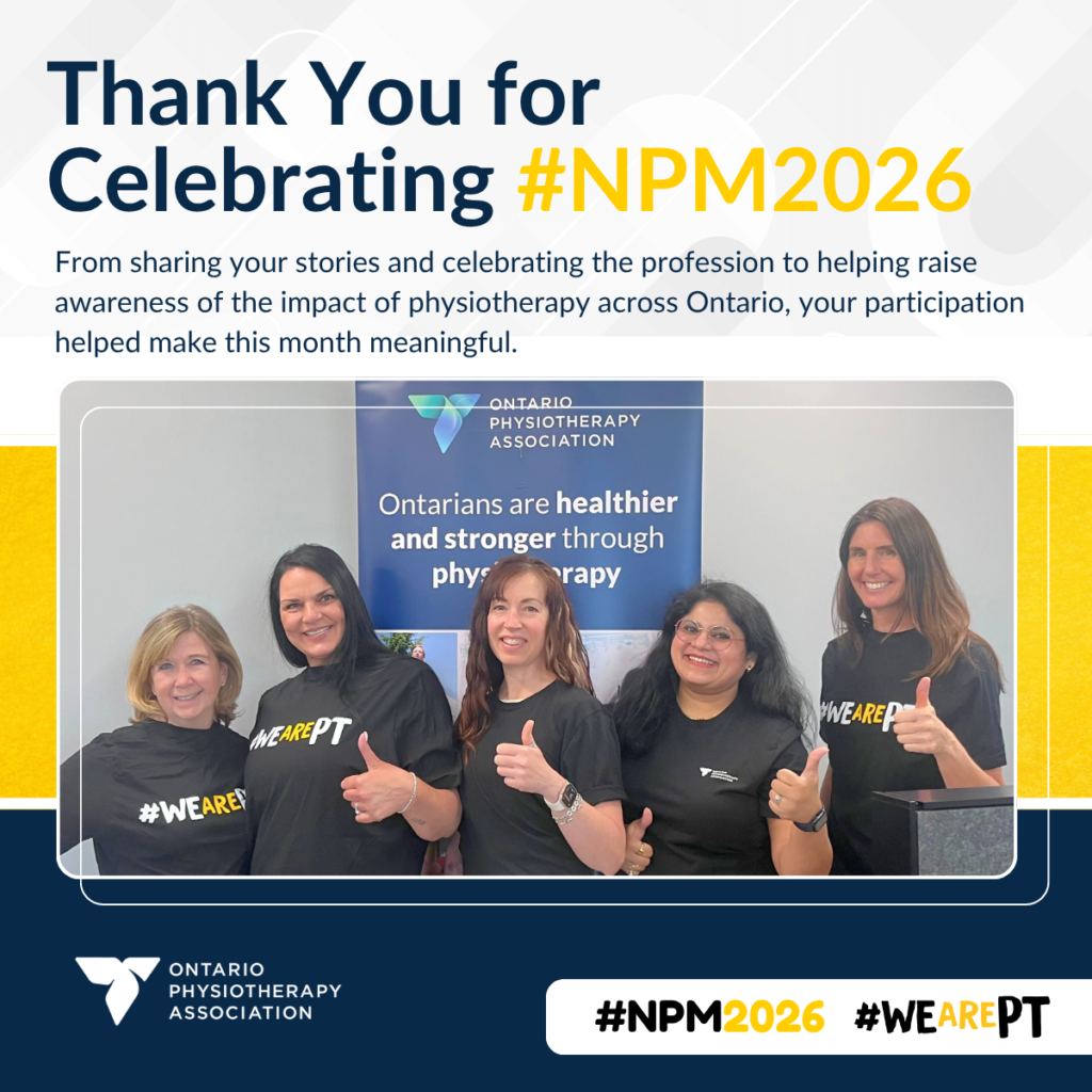 Ontario Physiotherapy Association staff thank you for celebration national physiotherapy month 2026