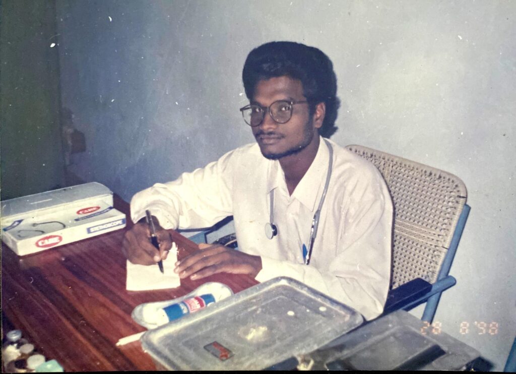 Venkata Patnala as a First aid medical practitioner in 1998